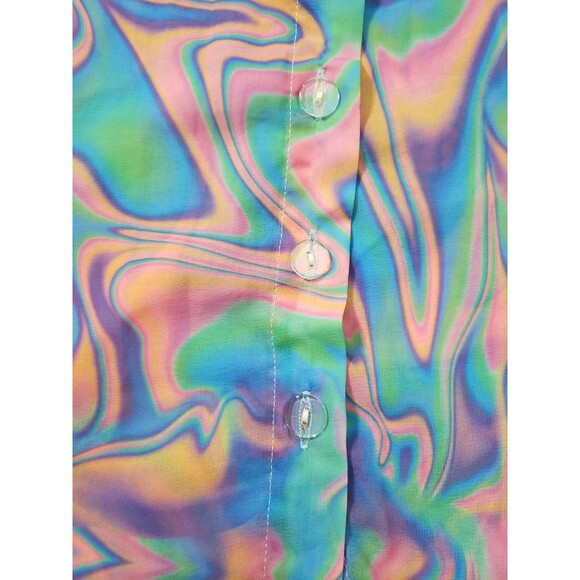 Unif Melt Button Up Long Sleeve Colorful Psychedelic Womans XS Shirt - Picture 5 of 13